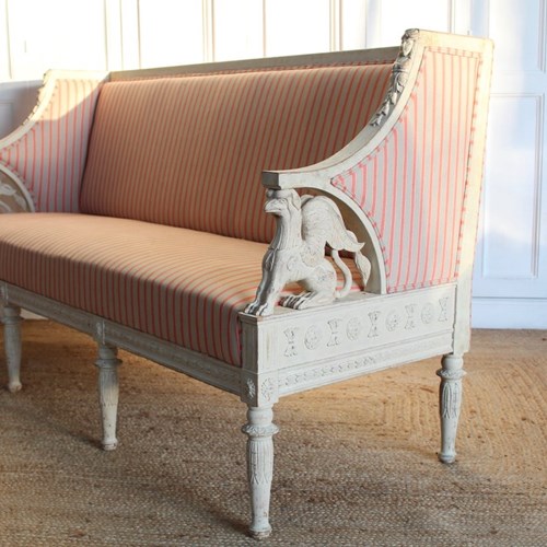 Early 19Th Century Painted Swedish Gustavian Sofa / Bench