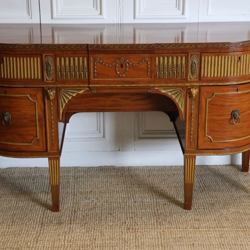 Early 20Th Century English Mahogany & Painted Sideboard In The Sheraton Taste