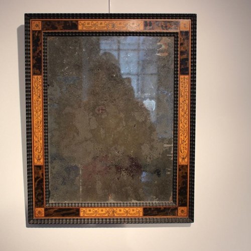 Fine 19Th Cent Anglo Indian Penwork And Tortoiseshell Mirror