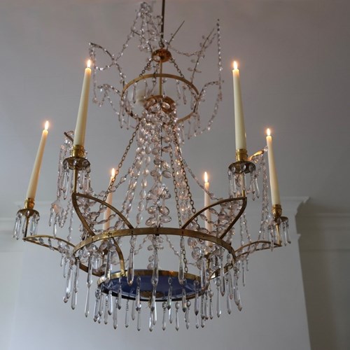 Fine Late 18Th Century Danish Louis XVI Gilt Bonze Chandelier