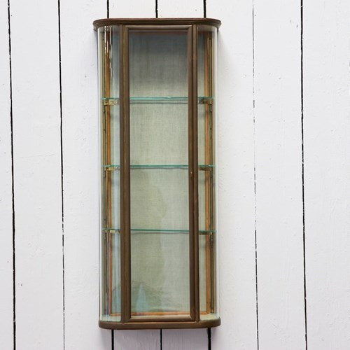 Fine Quality 1920S French Wall Display Cabinet With Curved Glass Sides