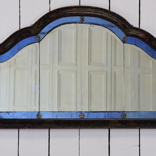 Fine Quality Late 19Th Century English Blue Glass Chinoiserie Overmantel Mirror