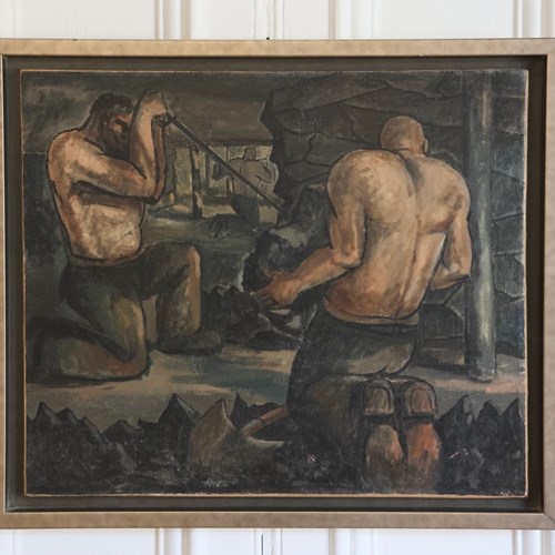 George William Bissill “ Miners” Original Oil On Canvas