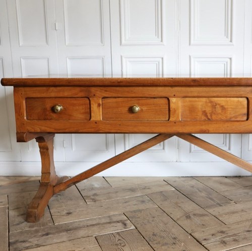 Good 19Th Century French Four Drawers Serving Table In Elm And Beech