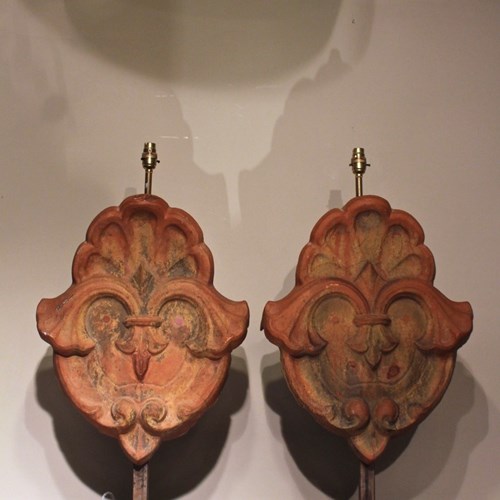 Large Pair Of 19Th Century French Terracotta Table Lamps