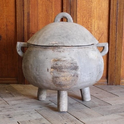 Large Scale Colonial Bleached Wood Cauldron
