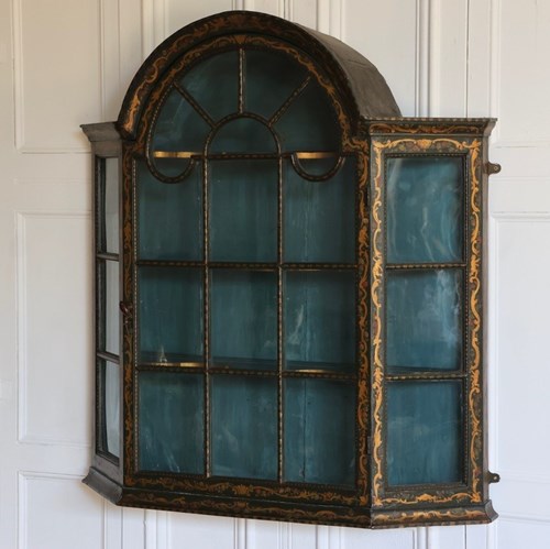 Late 18Th/ Early C19th Painted Dutch Hanging Cupboard In Original Painted Decora