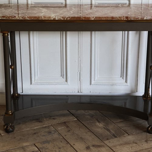 Mid 20Th Century French Steel & Brass Console Table