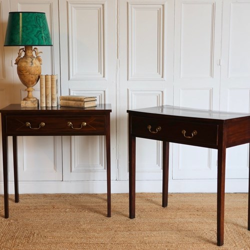 Near Pair Of Late C18th English George III Period Mahogany Side Tables