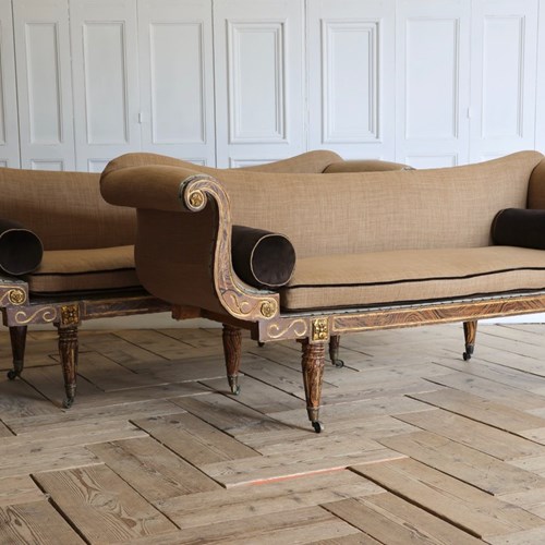 Outstanding Pair Of Early 19Th Century English Regency Painted Sofas