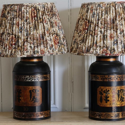 Pair Of 19Th Century English Tea Canister Lamps