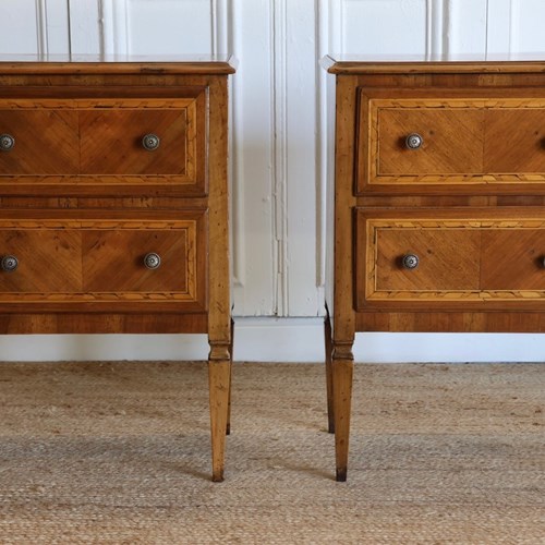 Pair Of 19Th Century Italian Bedside Tables In Walnut