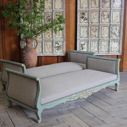 Pair Of Circa 1900 French Painted Daybeds