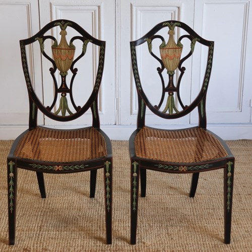 Pair Of Regency Style Painted Side Chairs