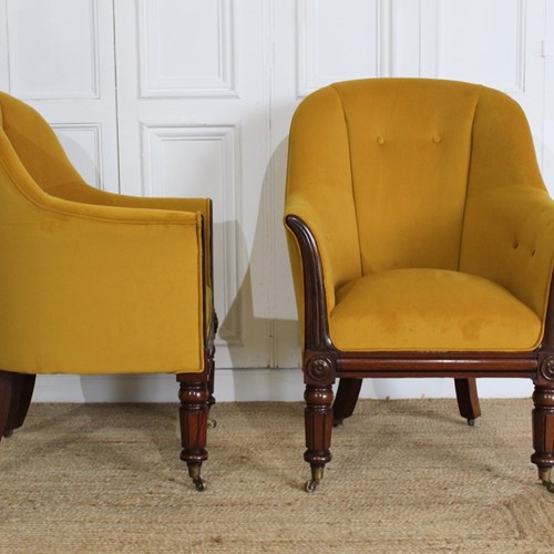 Pair Of William IV Rosewood Library Armchairs