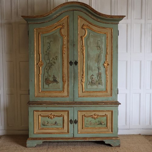 Rare Early 19Th Century Italian Painted Cupboard Of “Palazzi” Proportions