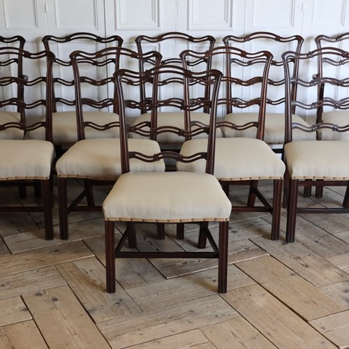 Set Of 10, 19Th Century English Mahogany Dining Chairs In The George III Taste