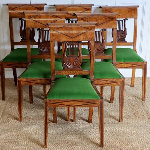 Set Of Six Directoire Style French Chairs By Maison Jansen Newly Upholstered In 