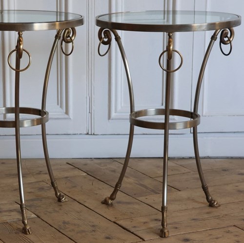 Smart Pair Of Late 20Th Century Bronze And Patinated Steel Side Tables