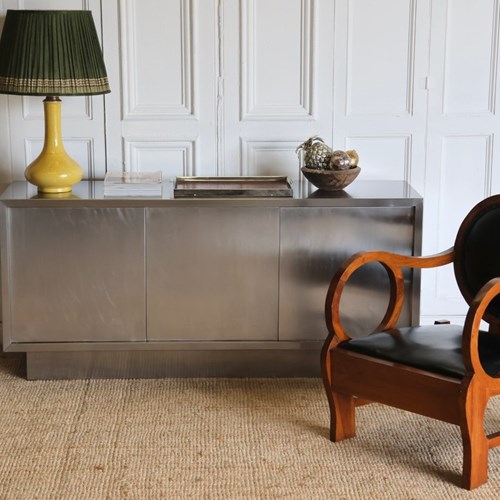 Stylish 1970S Chrome-Plated Metal Sideboard