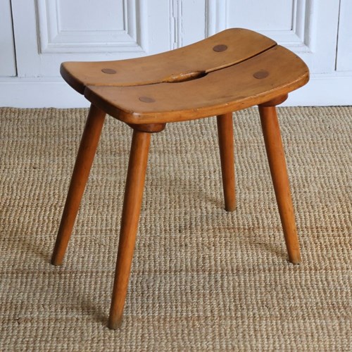 Stylish Mid 20Th Century Wooden Stool