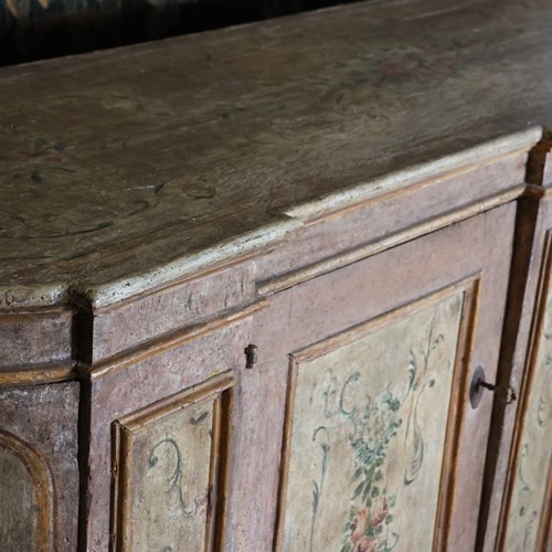 Superb 18Th Century Venetian Painted Credenza In Original Paint