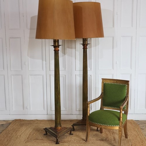 Superb And Very Large Pair Of Mid 20Th Century Standing Lights By Pierre Lottier