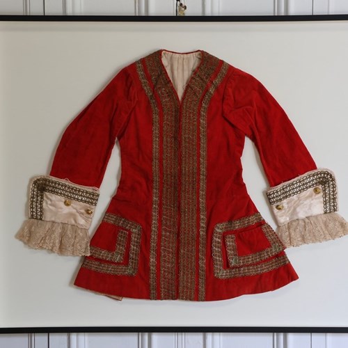 Superb Bespoke Framed Large 19Th Century Red Velvet Jacket