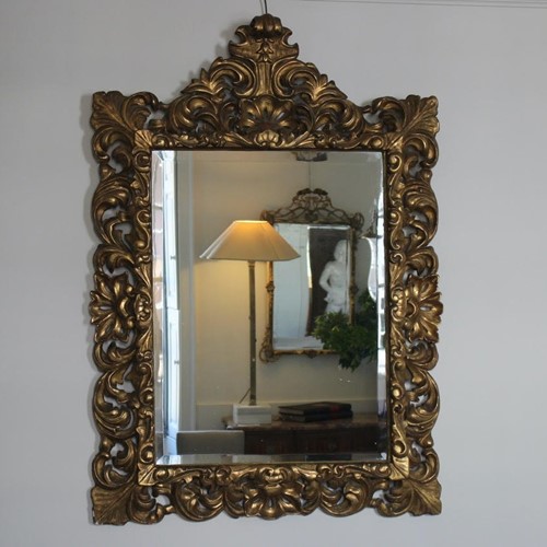 18Th Century Italian Bevelled Glass Gilded Mirror