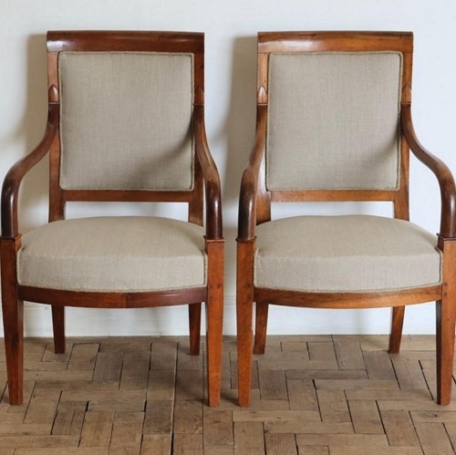 Pair Of Early 19Th Century French Walnut Armchairs