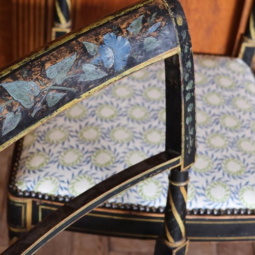 Pair Of Early C19th English Painted Occasional Chairs In Original Paint