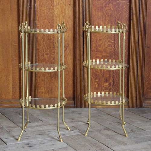 Fine Pair Of Mid 20Th C French Three Tier Tables