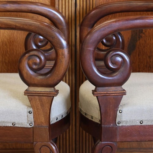 Elegant Pair Of 19Th Century French Mahogany Fauteuils