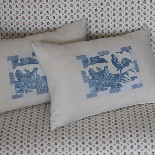 Pair Of Late 18Th Century Toile De Jouy Fragment Cushions