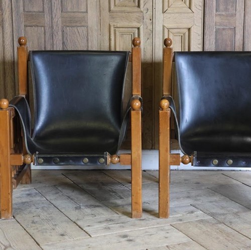 Pair Of 1970S Spanish  Leather Armchairs By Paco Muñoz