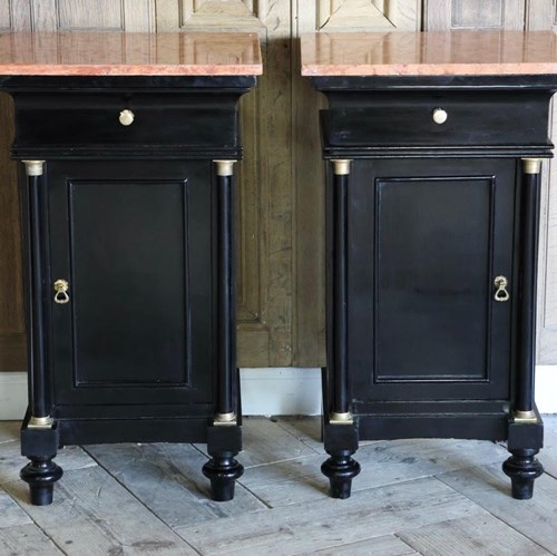 Pair Of 1930S Later Ebonised Italian Bedside Tables