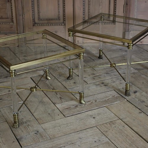 Pair Of 1970S French Plexiglass Occasional Tables