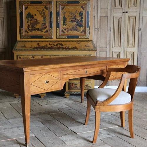 Large Mid 20Th Century French Cherrywood Desk And Chair In The Directoire Taste