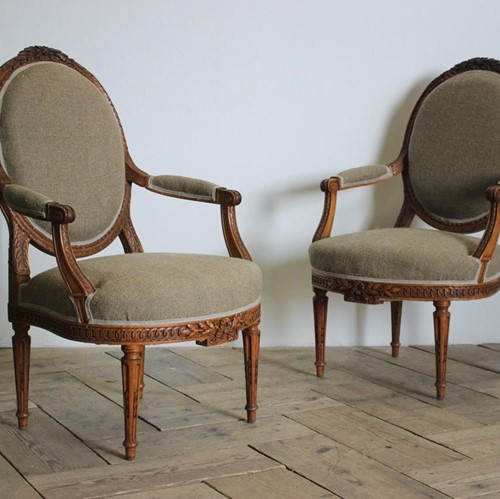 Pair of 19th century French Walnut Armchairs