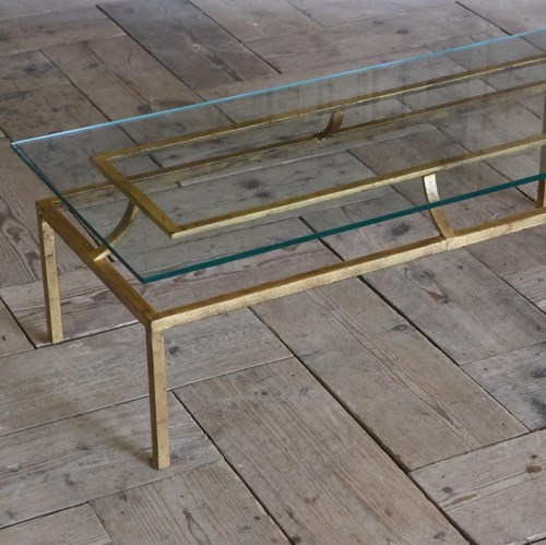 Stylish 1970S Gilded Bronze Coffee Table Attributed To Maison Ramsay