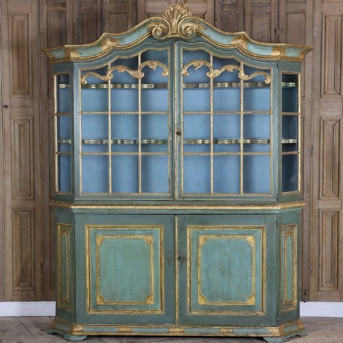 Wonderful 19Th Century French Painted & Gilded Display Cabinet