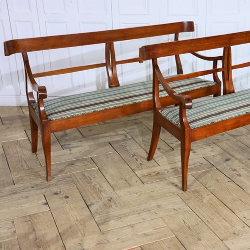 Very Elegant Pair Of 19Th Century French Benches In Cherrywood