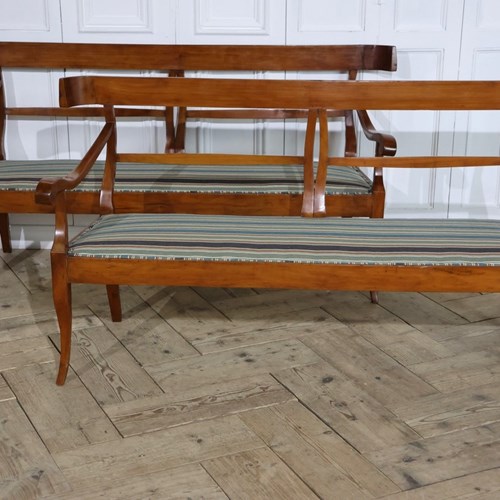 Very Elegant Pair Of 19Th Century French Benches In Cherrywood
