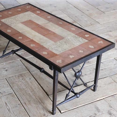 Very Stylish 1940S French Wrought Iron Coffee Table In The Taste Of André Arbus
