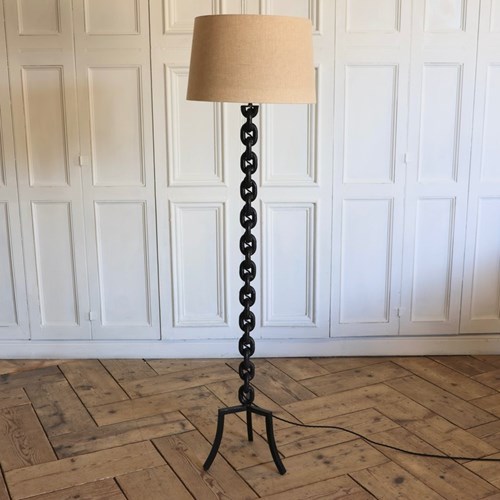 Stylish Circa 1950S French Wrought Iron Standing Light In The Shape Of A Chain
