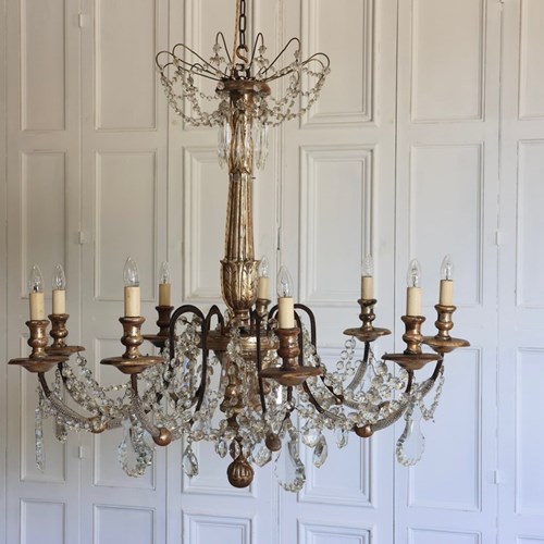 Wonderful 1930S Italian Nine Arm Chandelier With Beaded Decoration