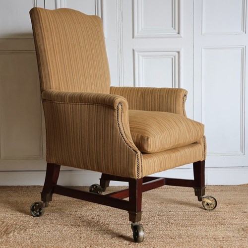 Wonderful 19Th Century English Armchair Upholstered In 100% Linen By Rose Tarlow