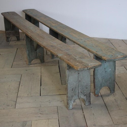 Pair Of Large 19Thc Painted Benches 