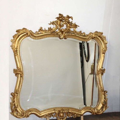 Impressive Antique Gilt French Rococo Style Mirror