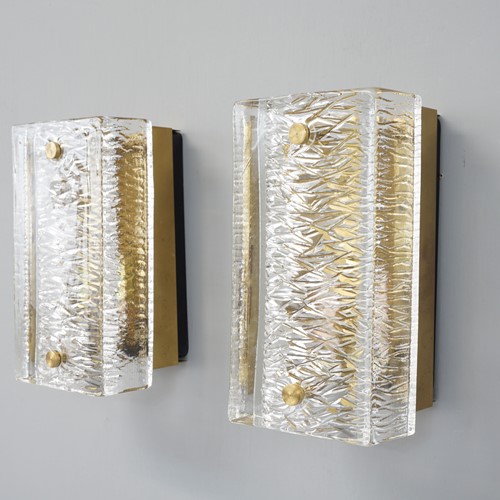 Pair of mid century textured glass wall lights